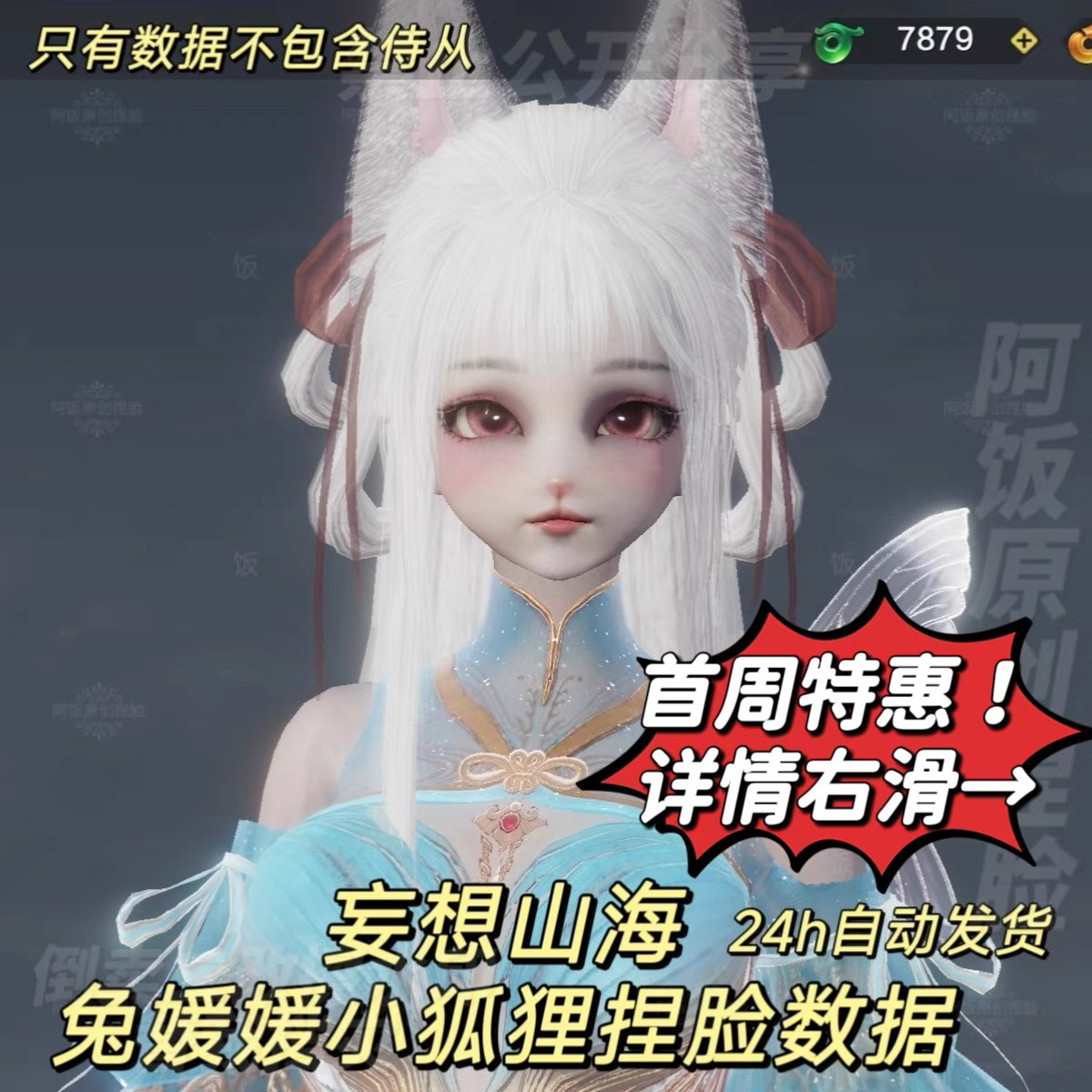 妄想山海侍从兔媛媛02捏脸数据/虚拟商品概不退换/阿饭原创捏脸