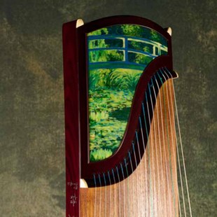 敦煌古筝LM23698YC特选阔叶黄檀木-丝路岩语-联名款浮桥梦莲-古筝