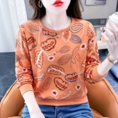 ins潮高级感长袖 宽松慵懒风棉质圆领卫衣女春装 宽松打底衫 上衣服