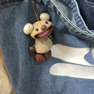 成品果壳风铃丑萌娃娃静心治愈包挂件 手工植物种子背包骑车挂饰