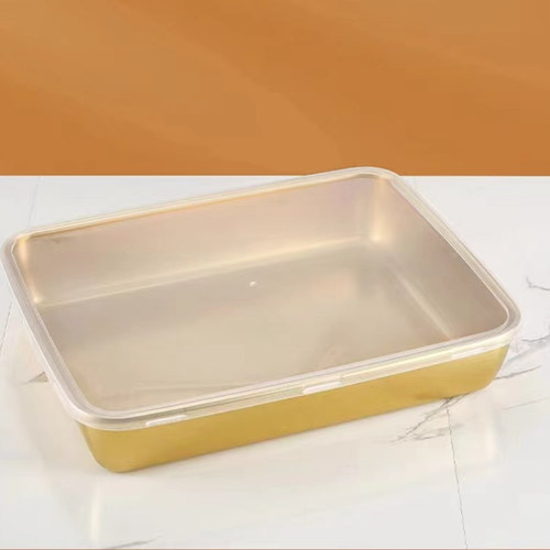 316L带盖不锈钢加深平底窄边盘长方形盘陈列盘卤肉熟食鸭脖盘快餐
