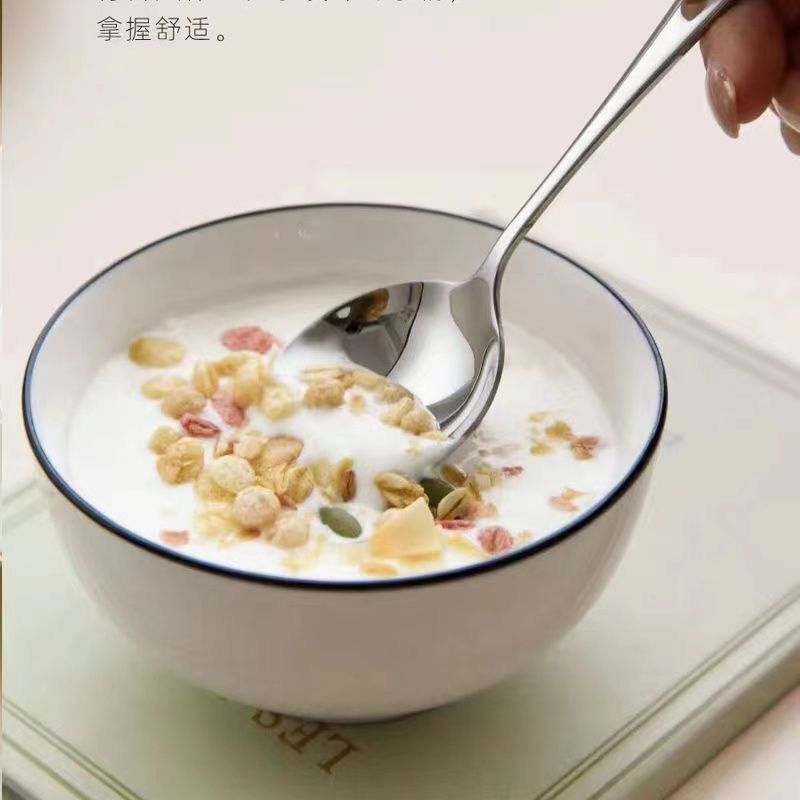 【好评10万+】加厚款304不锈钢加厚大号长柄勺子水果勺西瓜勺家用