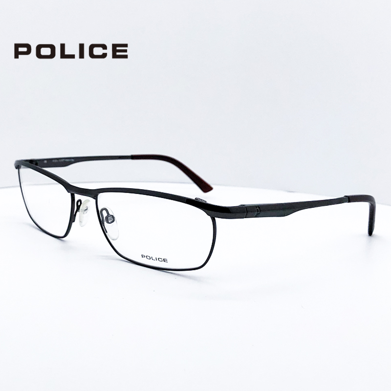 意大利police魄力思简约经典黑色细框光学眼镜超轻休闲眼镜架8464