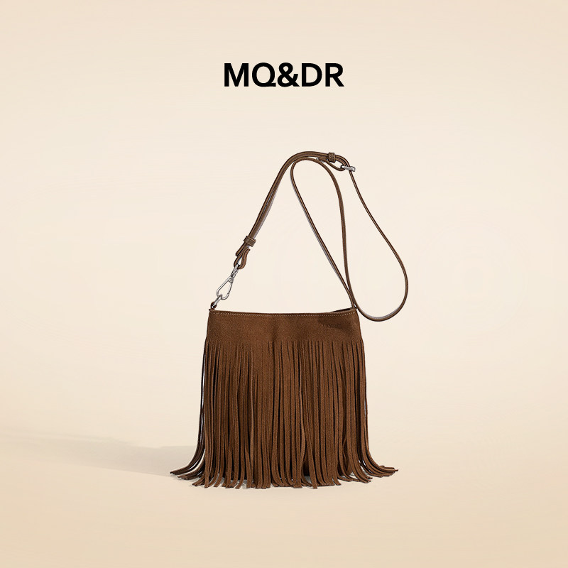 MQ&DR【浓郁暮色】小众真皮磨砂皮流苏腋下包单肩斜挎小方包,箱包皮具/热销女包/男包,腋下包,淘宝优惠券,粉丝福利购,淘宝优惠卷