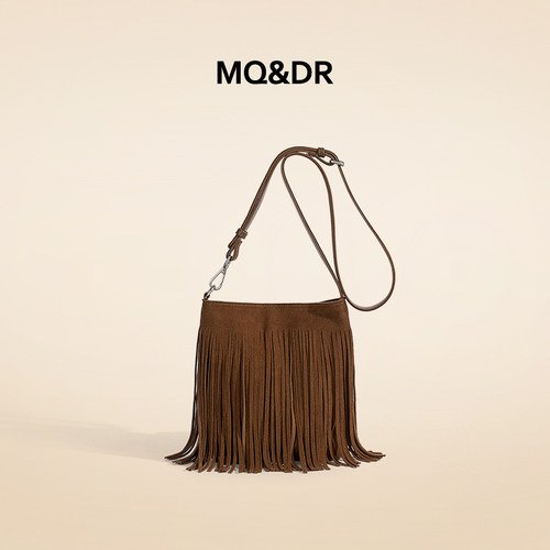 MQ&DR复古磨砂皮流苏腋下包
