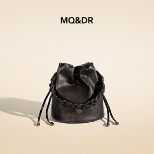MQ&DR【黑色甜心】原创设计高级感复古做旧水桶包百搭单肩斜挎包