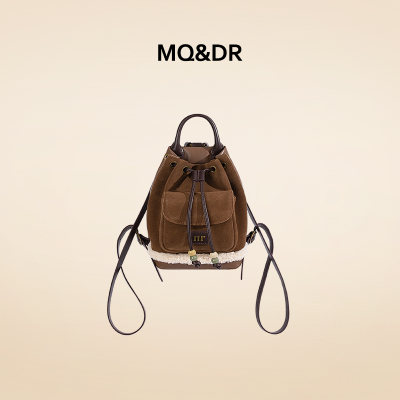 磨砂牛皮羊羔绒双肩背包MQ&DR