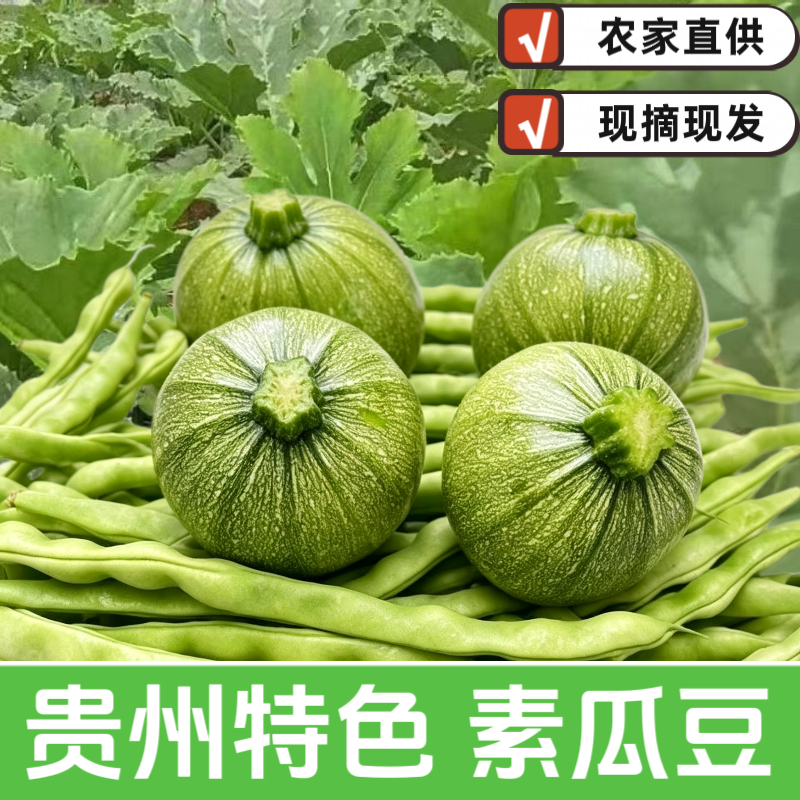 贵州特色特产素瓜豆组合便宜蔬菜特色南瓜豆角正宗嫩南瓜当季时令