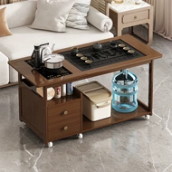 Bàn trà, phòng khách, bàn trà, bàn trà gia đình, bộ ấm trà, sofa bên bàn, xe đẩy trà ban công gỗ nguyên khối 2024 phong cách mới bàn trà sofa mặt đá