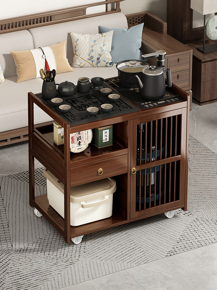 移动茶台茶车家用茶水柜实木小茶桌带轮茶几功夫茶具套装烧水一体