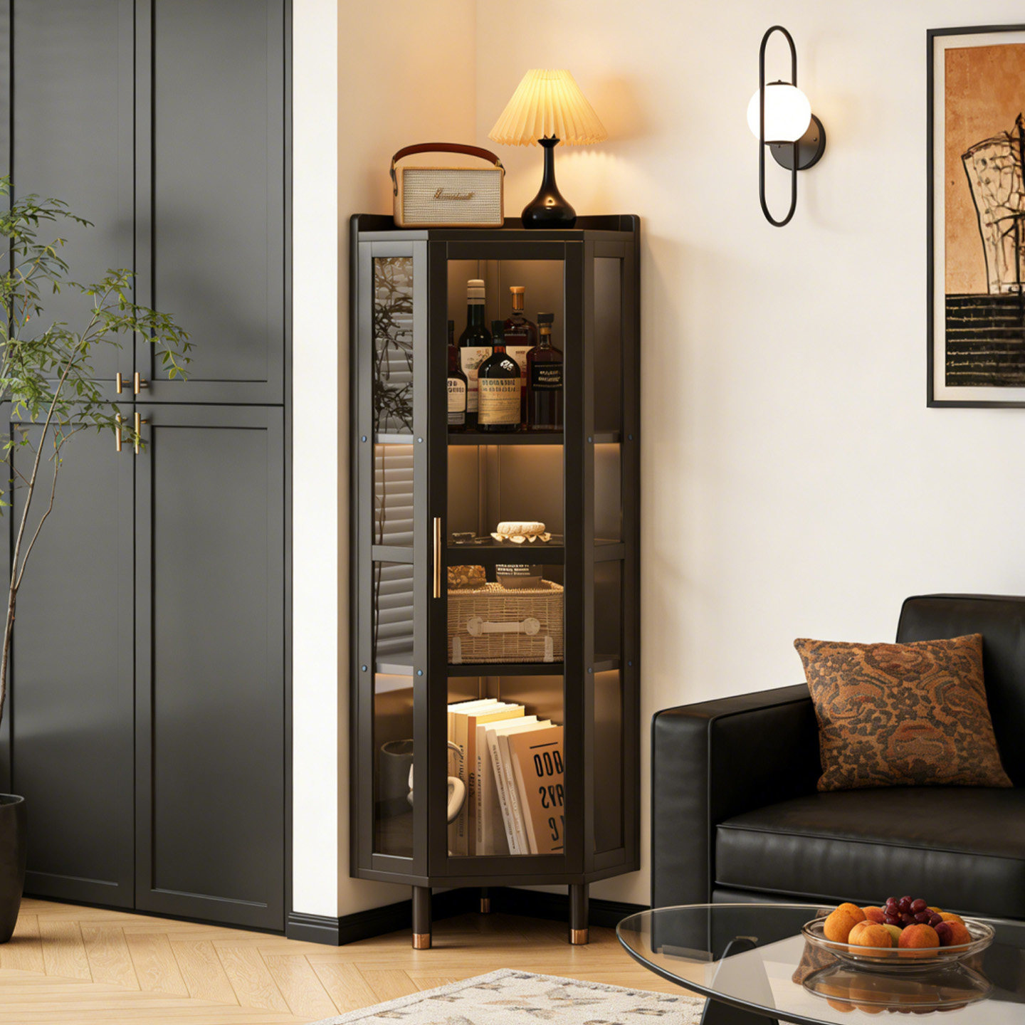 墙角置物架转角柜一体靠墙储物柜客厅三角柜防尘展示柜90度拐角柜,住宅家具,角柜,淘宝优惠券,粉丝福利购,淘宝优惠卷