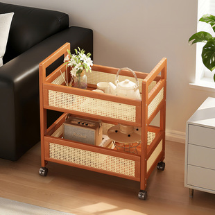 小推车置物架多层收纳架沙发边几移动茶几杂物储物柜简易零食架子