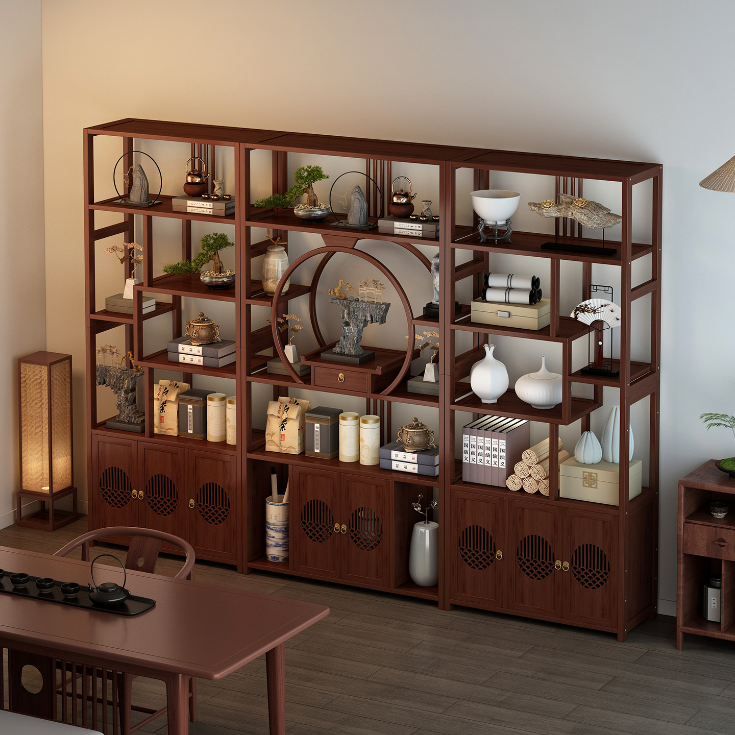 家用陈列架茶柜置物架茶具收纳柜新中式博古架客厅隔断柜展示架子,住宅家具,搁板/置物架/家用陈列架,淘宝优惠券,粉丝福利购,淘宝优惠卷