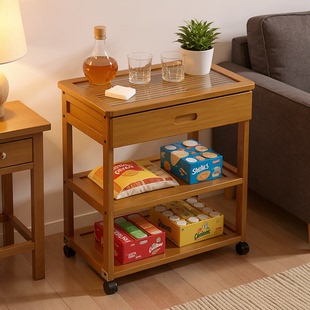 中古小推车客厅多功能零食桌移动茶几餐车家用多层收纳架沙发边几