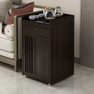Bàn trà nhỏ cho nhà bên di động, bàn trà gỗ nguyên khối, bàn trà Trung Hoa cho nhà thuê, tủ trà đơn giản 2024 phong cách mới bàn trà di động