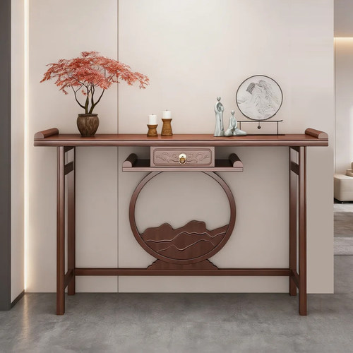 新中式玄关窄条桌入户门置物架