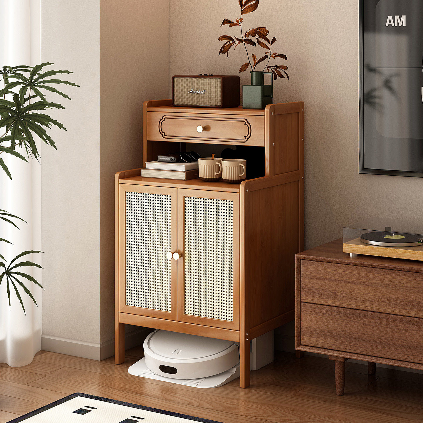 扫地机器人置物架通用型基站柜落地多层收纳层架子客厅收纳柜鱼缸