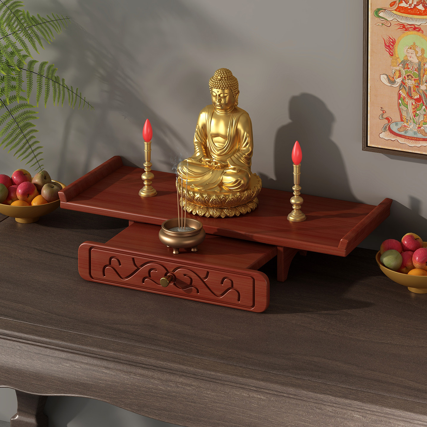 桌面佛龛小型观音佛像供座台神龛壁挂式财神爷专用供桌靠墙小佛柜,住宅家具,佛柜/佛龛,淘宝优惠券,粉丝福利购,淘宝优惠卷