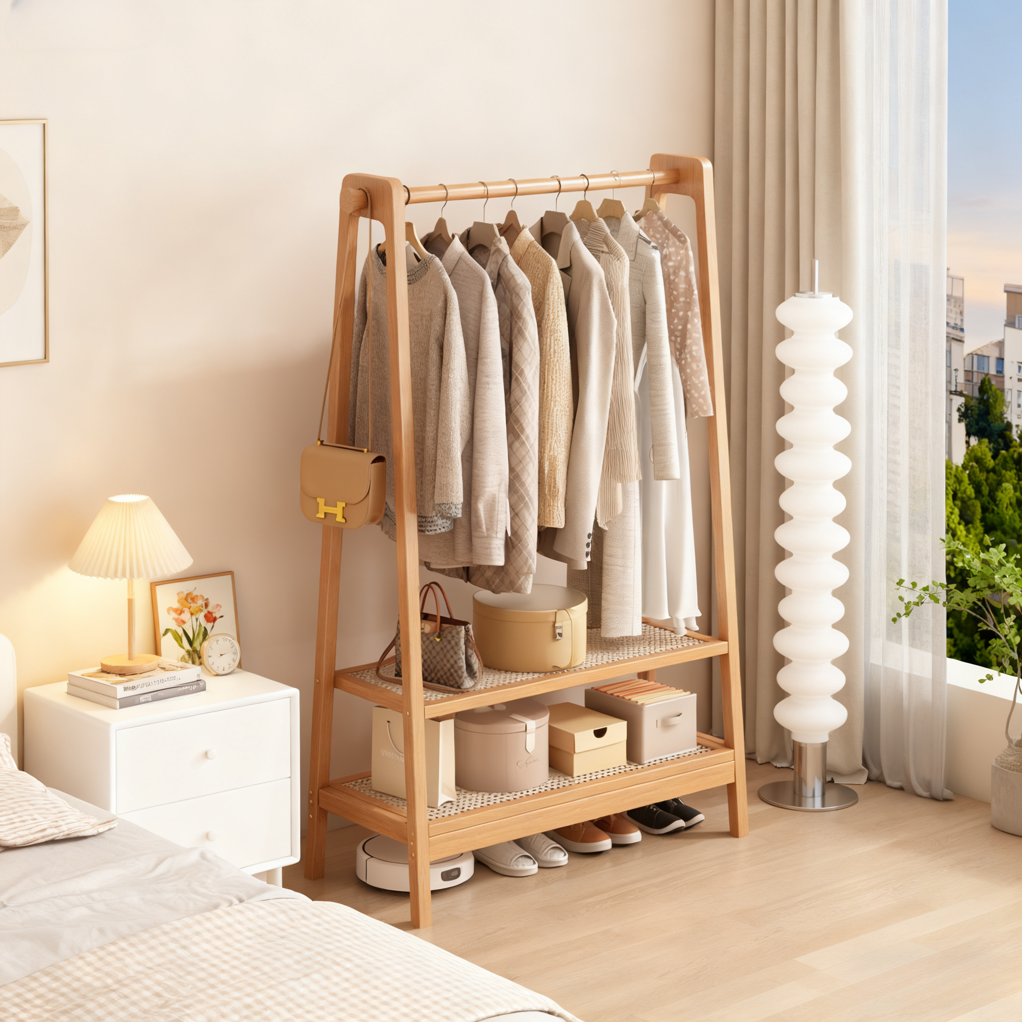 落地衣帽架卧室衣帽架床尾