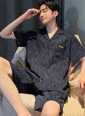 2026睡衣男款纯棉夏季青年短袖休闲套装夏天网红男士家居服可外穿