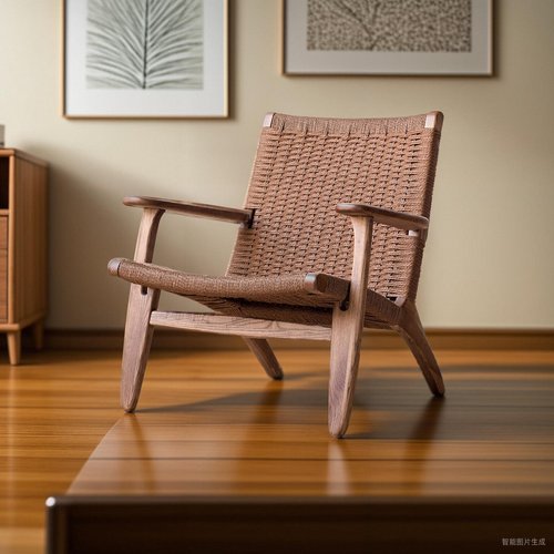 实木复古沙发椅尚宅佳居编绳马鞍