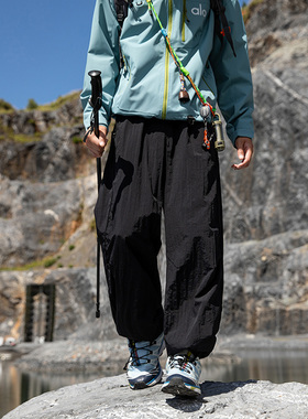 EXTM户外休闲工装长裤男女潮牌防水直筒裤宽松束脚运动冲锋长裤子