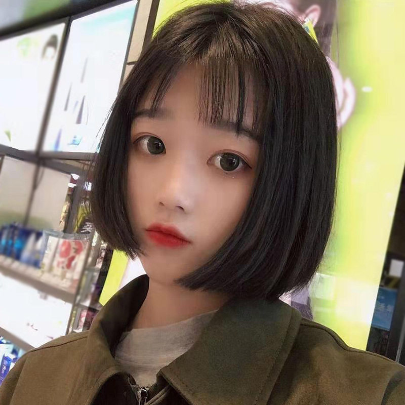 假发女空气刘海短直发bobo头学生发型化纤头套速卖通跨境
