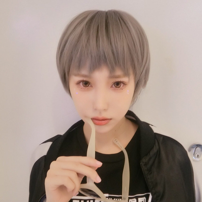 假发女短发网红时尚帅气中性狗啃二次元刘海蓬松自然逼真bobo头套