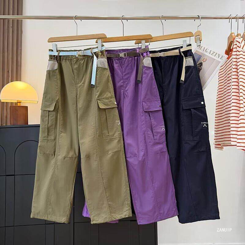 2026春装新款运动工装裤女多口袋设计感宽松休闲直筒束脚裤子