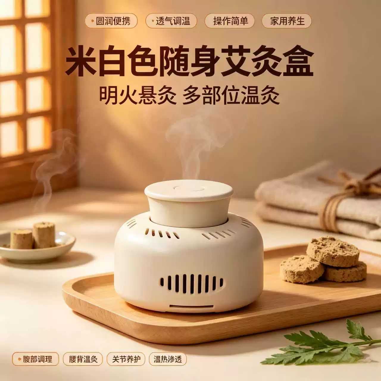 随身艾灸盒家用无烟明火艾草热敷