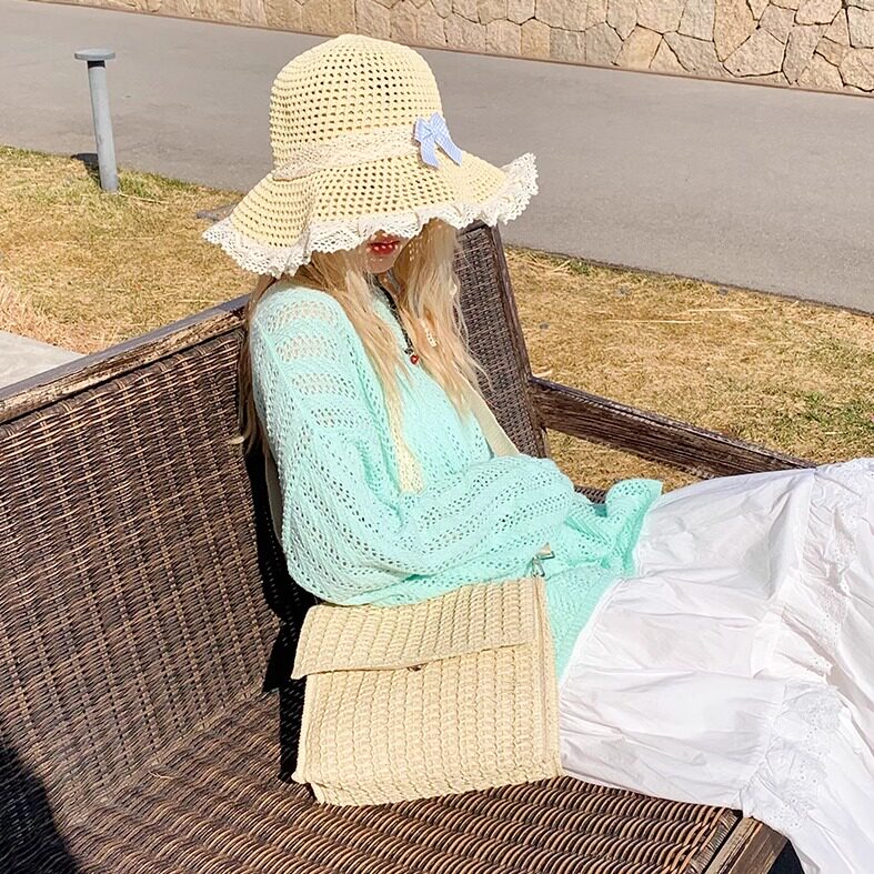 草编包编织包2025新款超火斜挎包ins小众设计网供韩系韩系沙滩包