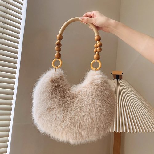 新款秋冬獭兔毛手提包毛绒狐狸毛