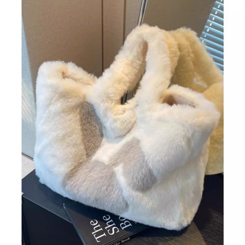 可爱毛绒绒大容量单肩托特包手提