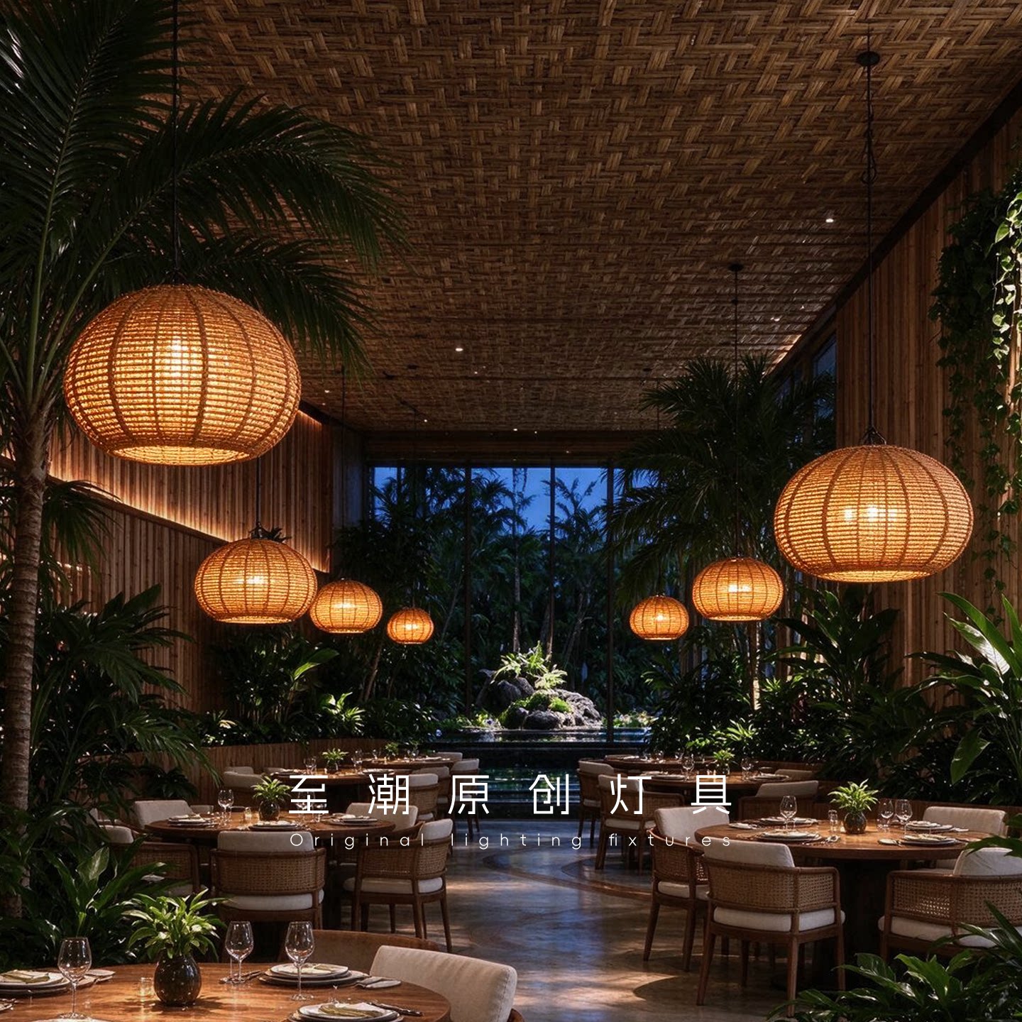 侘寂风餐厅吊灯东南亚民宿酒店宴会厅会所餐饮灯茶室大厅包间吊灯