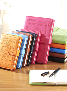 bowen博文992可爱卡通图案小日记本放包包小清新50K学生女生炫彩多色磁扣笔记本手帐本PU皮面随身记事本定制