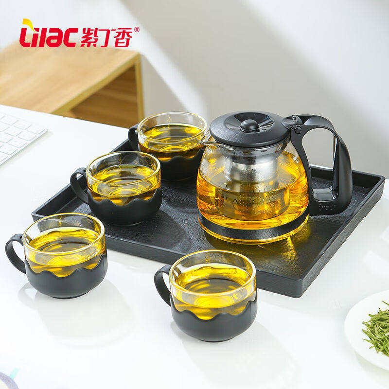 紫丁香茶壶套装耐热玻璃茶具整套茶杯子泡茶器花茶壶泡茶壶茶杯具