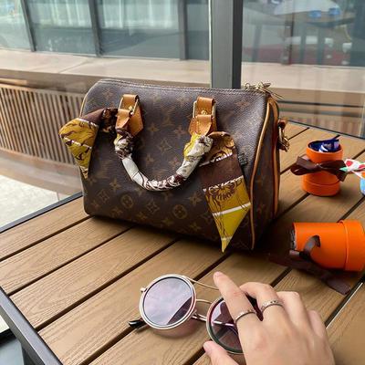 lv5&vv20真丝绑包丝巾老花手提包缠带speedy30飘带水桶bb装饰围巾