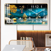 万年历挂钟客厅卧室简约现代轻奢装 饰画钟表创意夜光挂墙电子时钟