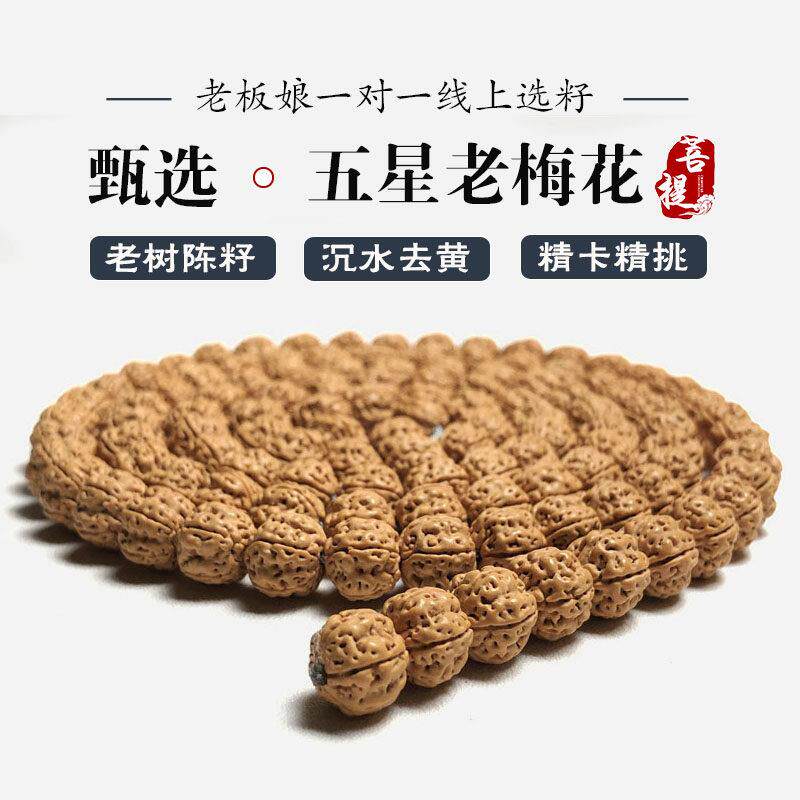 老树五星梅花桩双龙纹小金刚菩提子108颗手串收藏级文玩单圈男女
