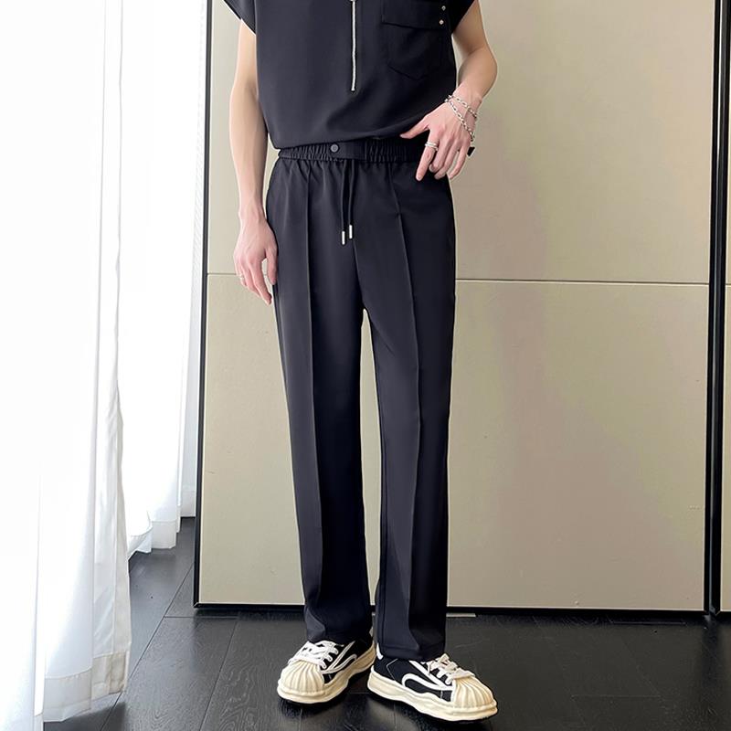 高级垂感西装裤韩版宽松阔腿长裤男士休闲裤潮牌痞帅冰丝直筒西裤