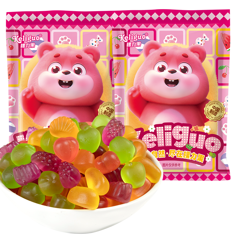 棵力果水果味橡皮糖果汁软糖过年货必备零食批发节日糖果解馋休闲