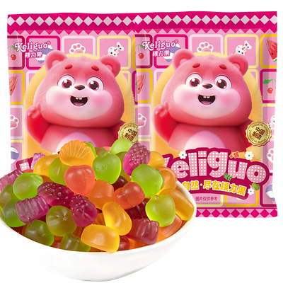 棵力果水果味橡皮糖果汁软糖过年货必备零食批发节日糖果解馋休闲