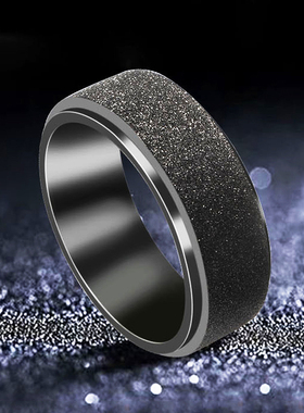 磨砂钛钢戒指不褪色可转动时尚