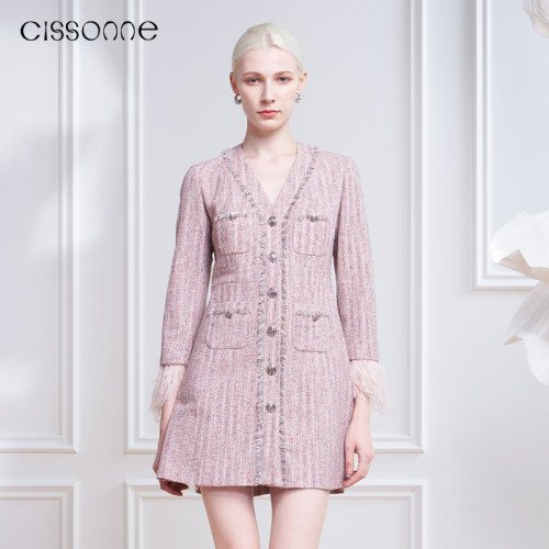 CISSONNE赛颂小香风花呢连衣裙