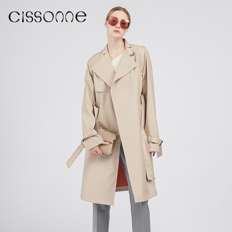 CISSONNE高腰法式中长款风衣外套