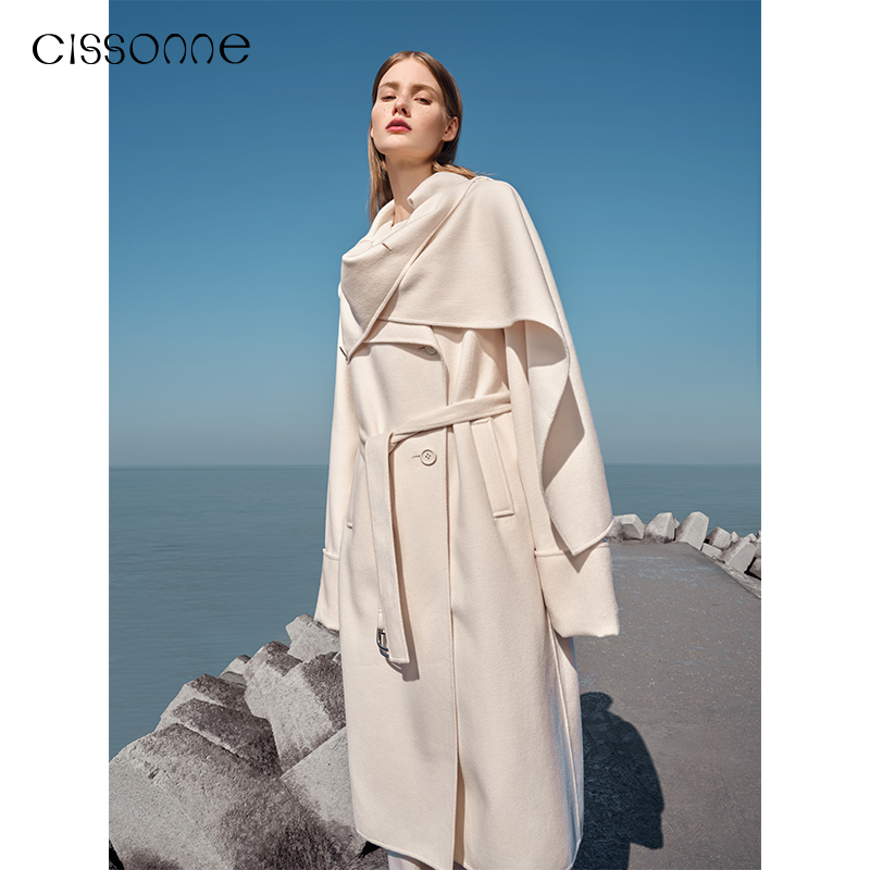 CISSONNE/赛颂披肩式长款呢大衣