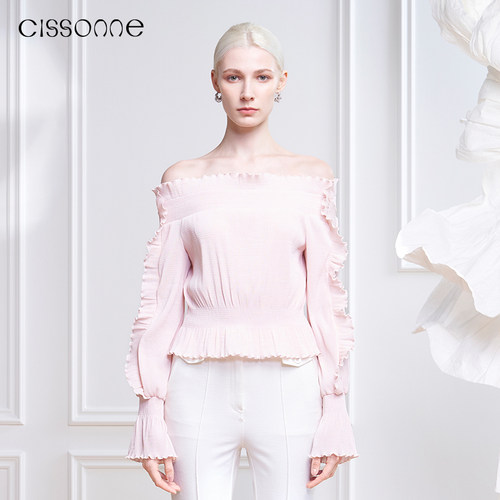 CISSONNE赛颂雪纺衫甜美长袖礼服
