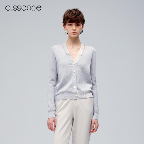 CISSONNE100绵羊毛修身毛针织衫