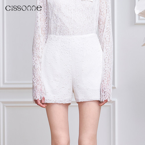 CISSONNE赛颂珠片直筒短裤