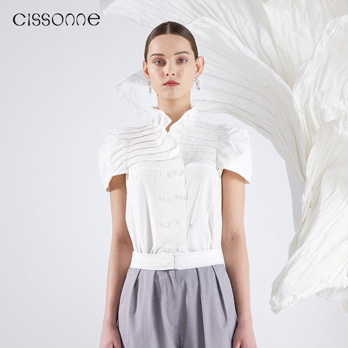 CISSONNE赛颂5A级桑蚕丝花苞衬衫